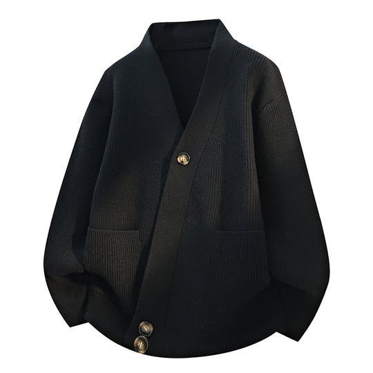 Damen Oversize-Strickjacke mit großem V-Ausschnitt, aufgesetzten Taschen & Holzknöpfen Nord Taschen