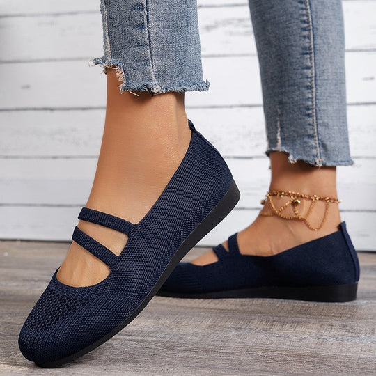Flache Slipper mit Riemen Über Dem Spann und Flacher Sohle für Damen