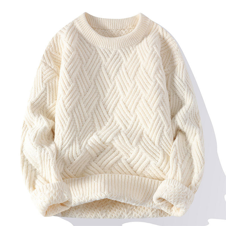 Damen grobgestrickter Oversize-Pullover mit Zopfmuster und elastischem Rippbund Nord Taschen