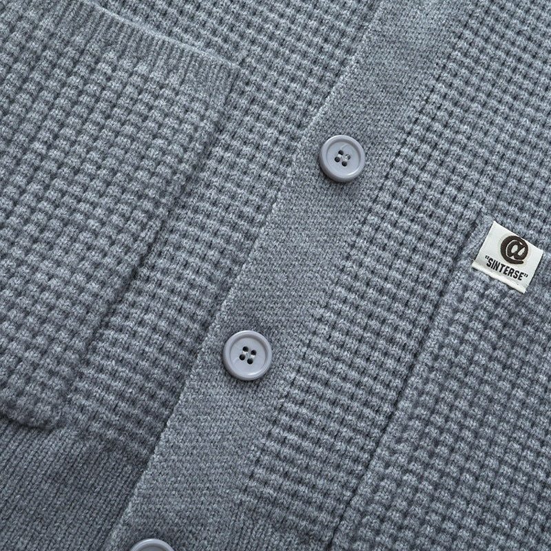 Herren Grobstrukturierte Hemdjacke-Strickcardigan mit Waffelstruktur, Hemdkragen & aufgesetzten Taschen Nord Taschen