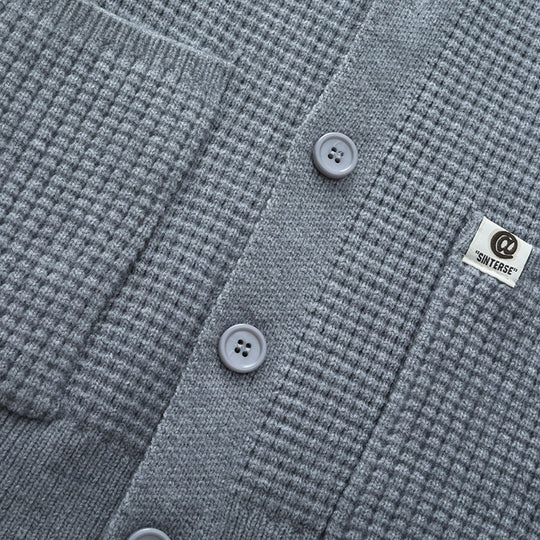 Herren Grobstrukturierte Hemdjacke-Strickcardigan mit Waffelstruktur, Hemdkragen & aufgesetzten Taschen Nord Taschen