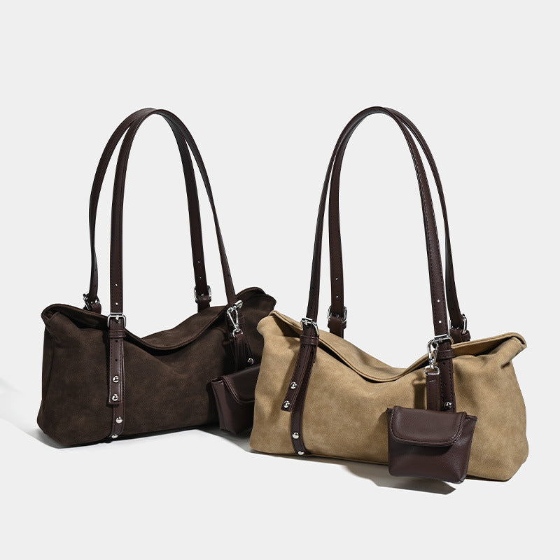 Damen Hobo-Tasche aus strapazierfähigem Wildleder mit abnehmbarem Miniclutch Nord Taschen