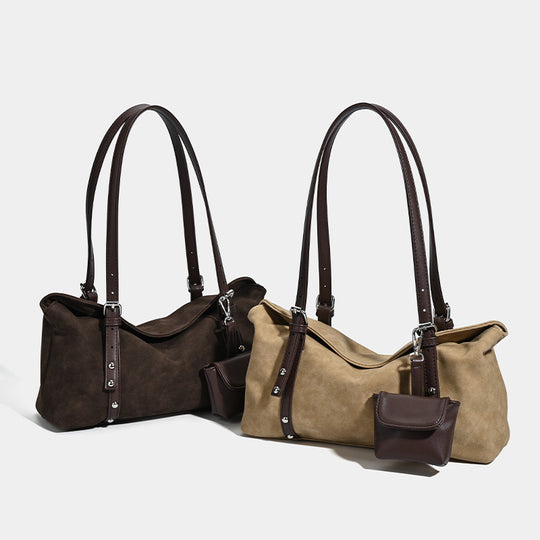 Damen Hobo-Tasche aus strapazierfähigem Wildleder mit abnehmbarem Miniclutch Nord Taschen