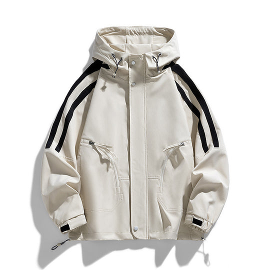 Unisex Sportlich-urbaner Kapuzen-Windbreaker mit Kontraststreifen Nord Taschen