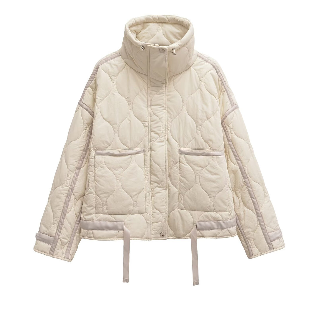 Damen 200+ gesteppte Cropped‑Kurzjacke mit hohem Stehkragen, Tunnelzug und aufgesetzten Taschen Nord Taschen