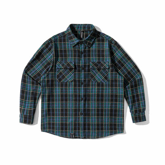 Herren Karriertes Flanell‑Overshirt mit gerundetem Saum und aufgesetzten Brusttaschen Nord Taschen