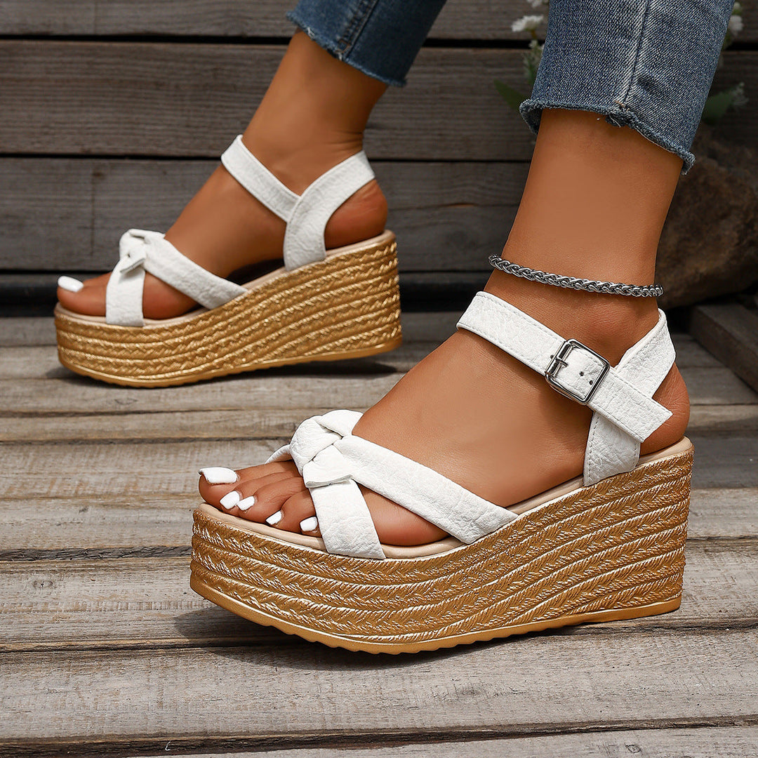 Damen Wedge-Sandalen mit kunstvollem Riemen-Design und komfortabeler Sohle