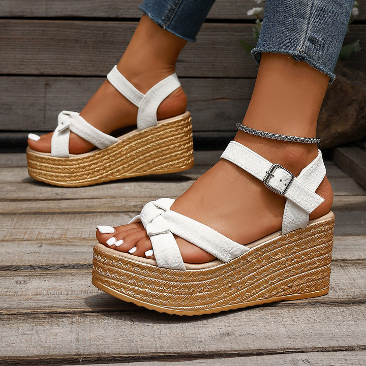 Damen Wedge-Sandalen mit kunstvollem Riemen-Design und komfortabeler Sohle