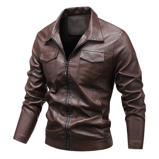 Herren Slim‑Fit Kunstleder‑Blouson im Retro‑Aviator‑Look mit Hemdkragen Nord Taschen