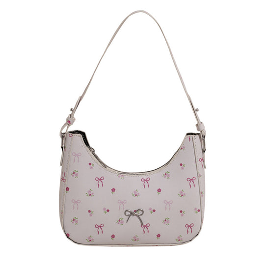 Damen Umhängetasche mit floralen Applikationen und verspieltem Schleifenverschluss Nord Taschen