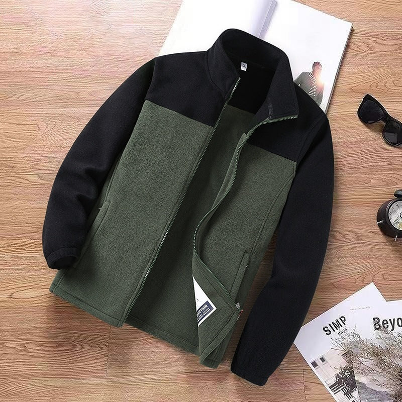 Herren Zweifarbige Fleece-Übergangsjacke mit Stehkragen, Reißverschluss & Eingrifftaschen Nord Taschen