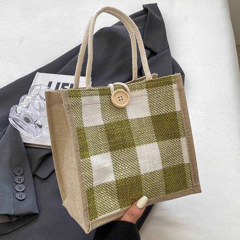 Damen Jute-Tasche im modernen Karomuster Nord Taschen