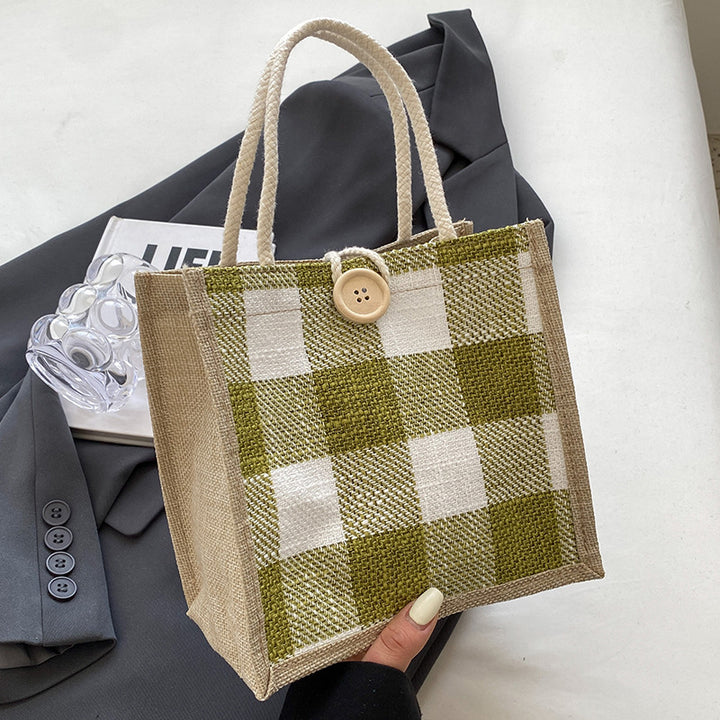 Damen Jute-Tasche im modernen Karomuster Nord Taschen