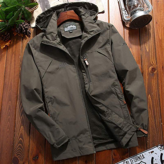 Herren Leichte Softshell-Trekkingjacke mit Kapuze atmungsaktivem Meshfutter und Brust-Reißverschluss Nord Taschen