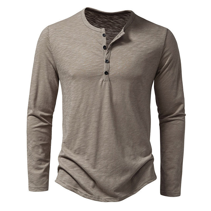 Herren Langarm-Henley-Shirt aus hochwertiger Baumwolle mit modernem Schnitt