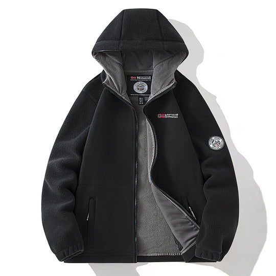 Damen Kapuzen-Fleecejacke mit wärmendem Teddyfutter und Reißverschluss Nord Taschen