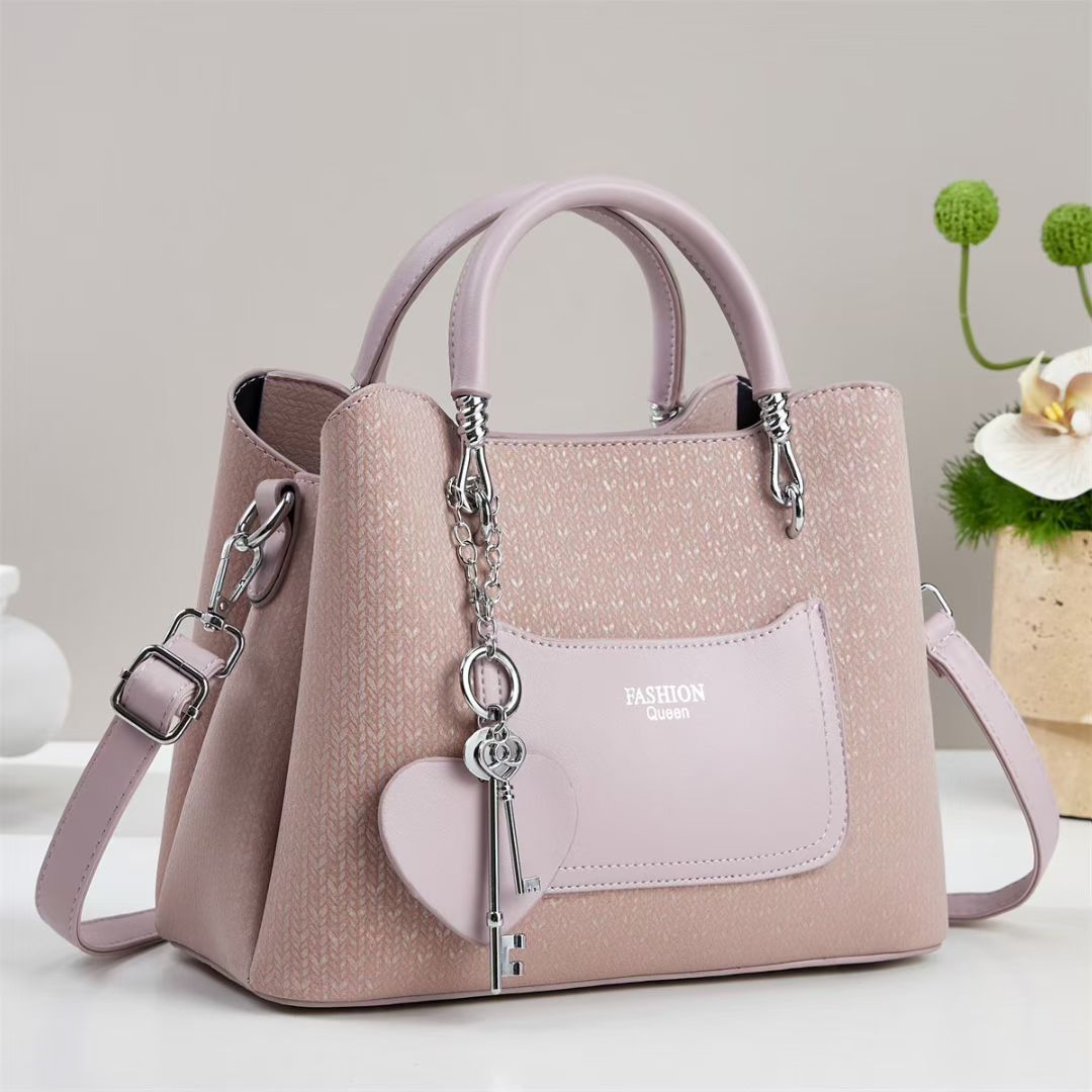 Damen Handtasche mit strukturiertem Obermaterial und abnehmbarem Schlüsselanhänger Nord Taschen