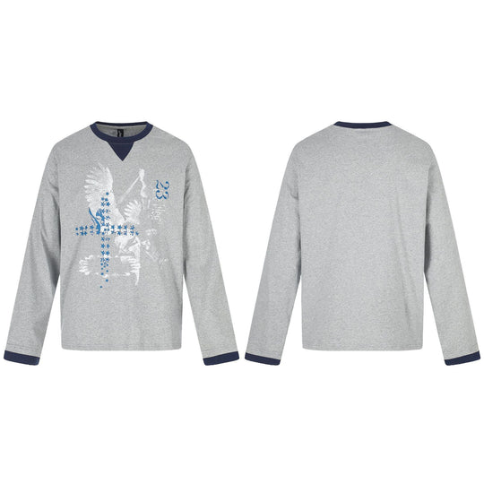 Herren Langarm-Sweatshirt mit Kontrast-Bündchen und Adler-Star-Print Nord Taschen