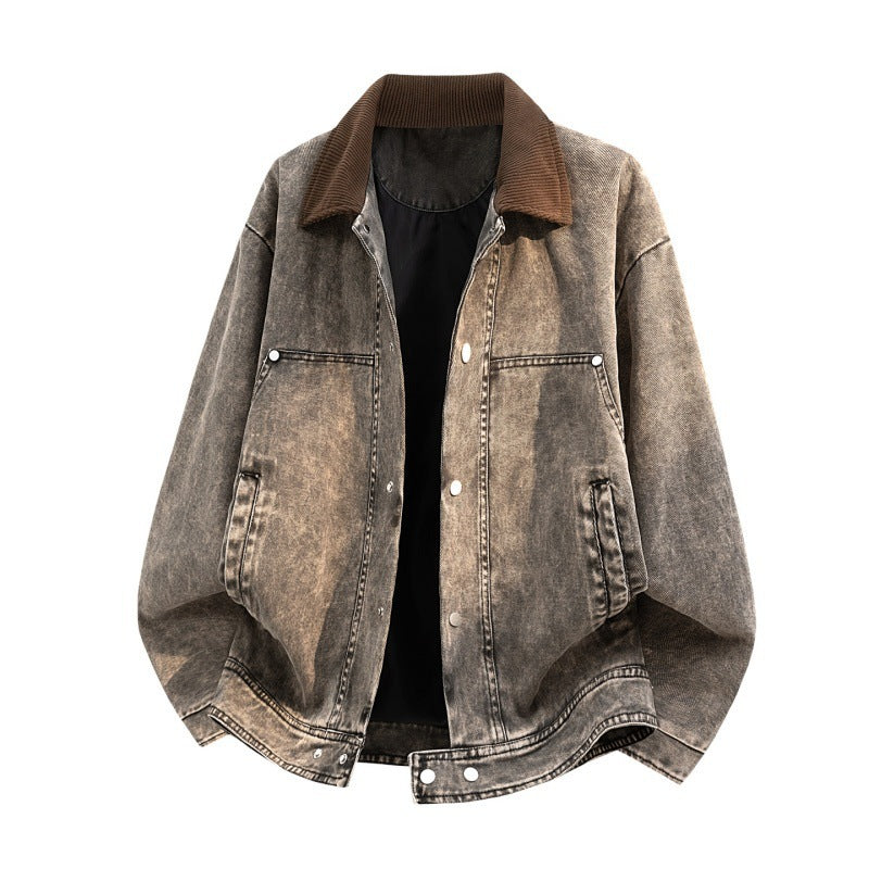 Herren Lässige Denimjacke mit Cordkragen Nord Taschen