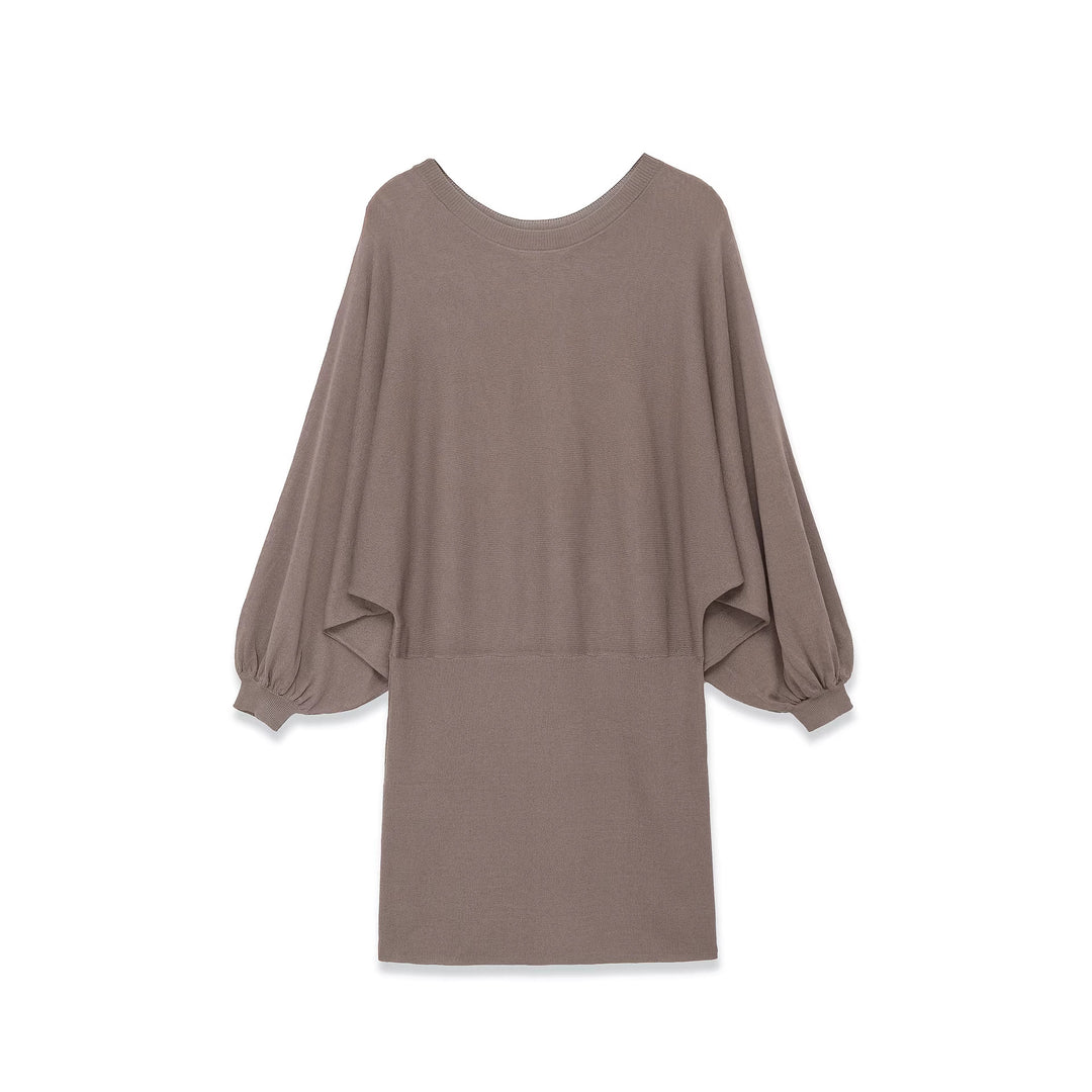 Damen Midikleid mit weitem Poncho-Oberteil und Ballonärmeln Nord Taschen