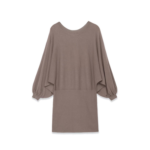 Damen Midikleid mit weitem Poncho-Oberteil und Ballonärmeln Nord Taschen