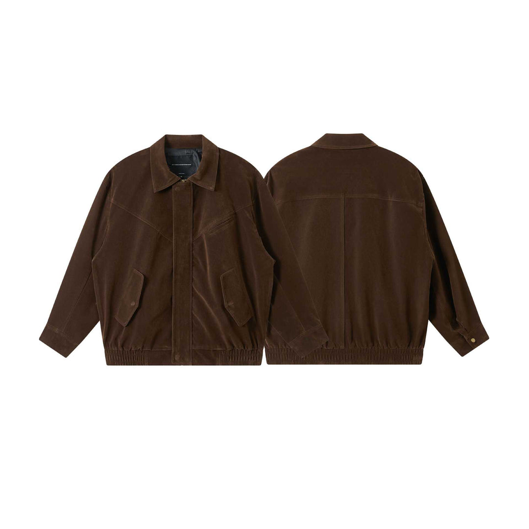 Herren Kurz geschnittener Wildlederoptik Blouson mit elastischem Saum und Pattentaschen Nord Taschen