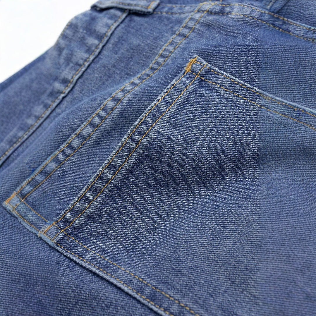 Damen hochgeschnittene Doppelbund-Jeansculotte mit weitem Cropped-Bein und sichtbaren Nahtpaneelen Nord Taschen