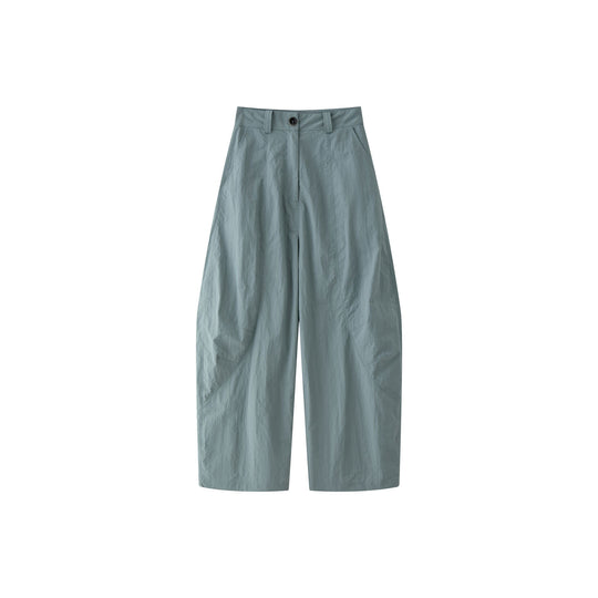 Damen Weites Baumwoll-Sweatshirt mit Ballonärmeln und geripptem Rundhalsausschnitt Nord Taschen