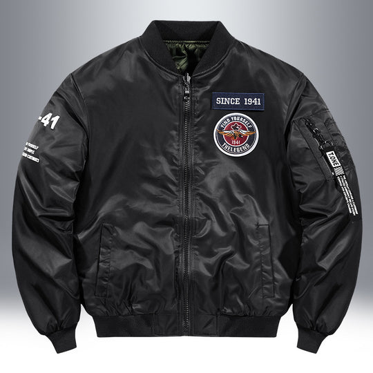Herren Piloten-Bomberjacke mit Patch-Details, Nylon‑Shell und Ärmeltasche Nord Taschen