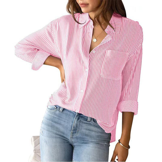 Damen Lässige gestreifte Bluse