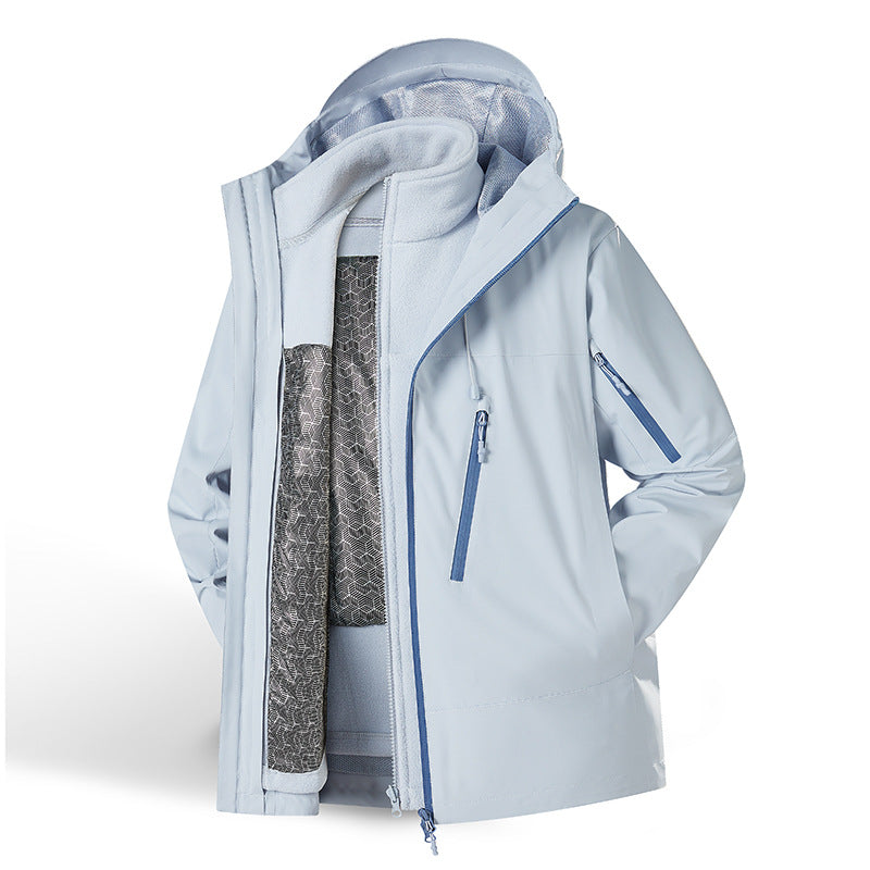 Damen Zweiteiliges wasserdichtes Funktionsjacken-Set mit herausnehmbarer Fleece-Innenjacke Nord Taschen