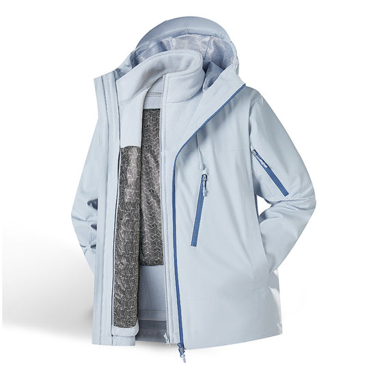 Damen Zweiteiliges wasserdichtes Funktionsjacken-Set mit herausnehmbarer Fleece-Innenjacke Nord Taschen