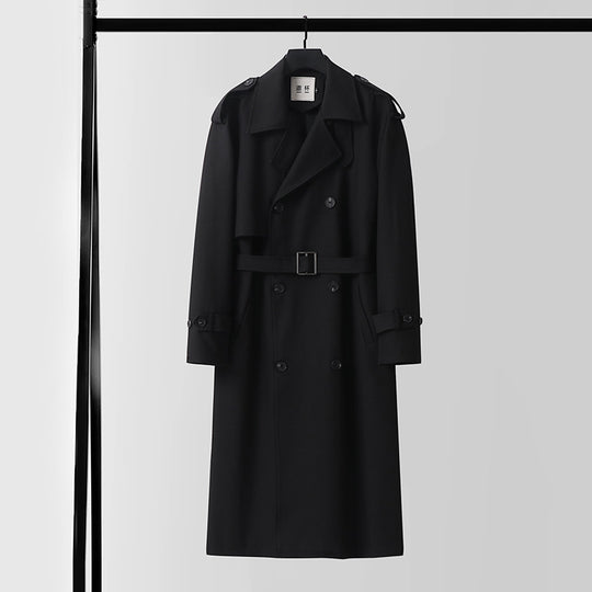 Damen klassischer Doppelreihiger Trenchcoat mit Taillengürtel und Schalkragen Nord Taschen