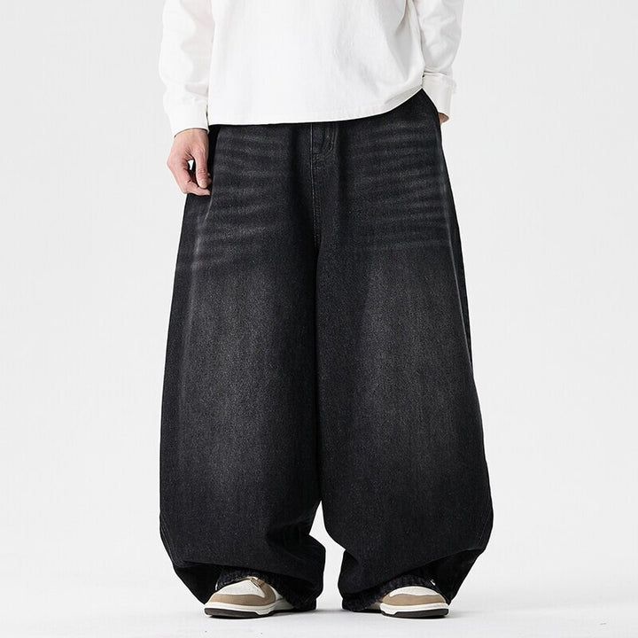 Herren extremweit geschnittene Baggy-Jeans mit tiefem Schritt und ballonförmigem Saum Nord Taschen