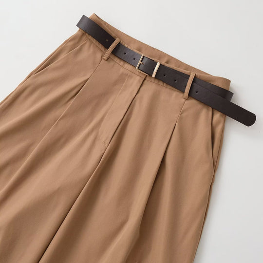 Damen Culotte-inspirierte High-Waist Palazzo-Hose mit Bügelfalte und Taillengürtel Nord Taschen