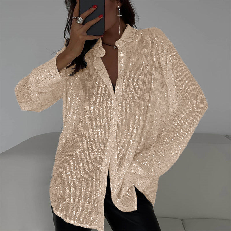 Damen glamouröses Glitzerhemd