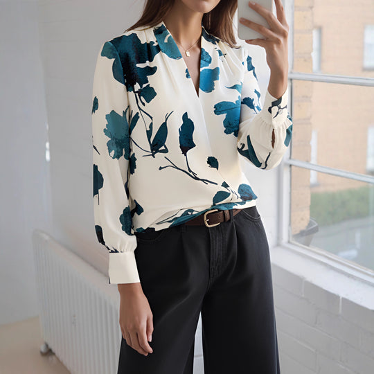 Damen Elegante Bluse mit floralem Muster Nord Taschen