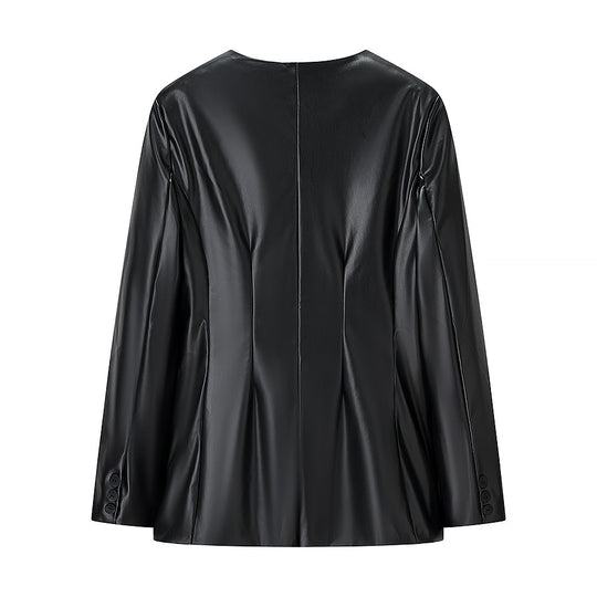 Damen Taillierter Kunstleder-Blazer mit Single-Button und konturierter Silhouette Nord Taschen