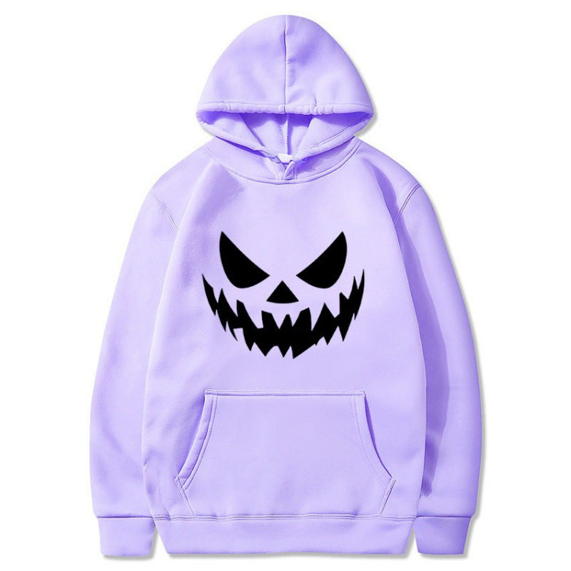 Unisex Kapuzenpullover mit gruseligem Kürbisgesicht-Print und Oversize Kängurutasche Nord Taschen