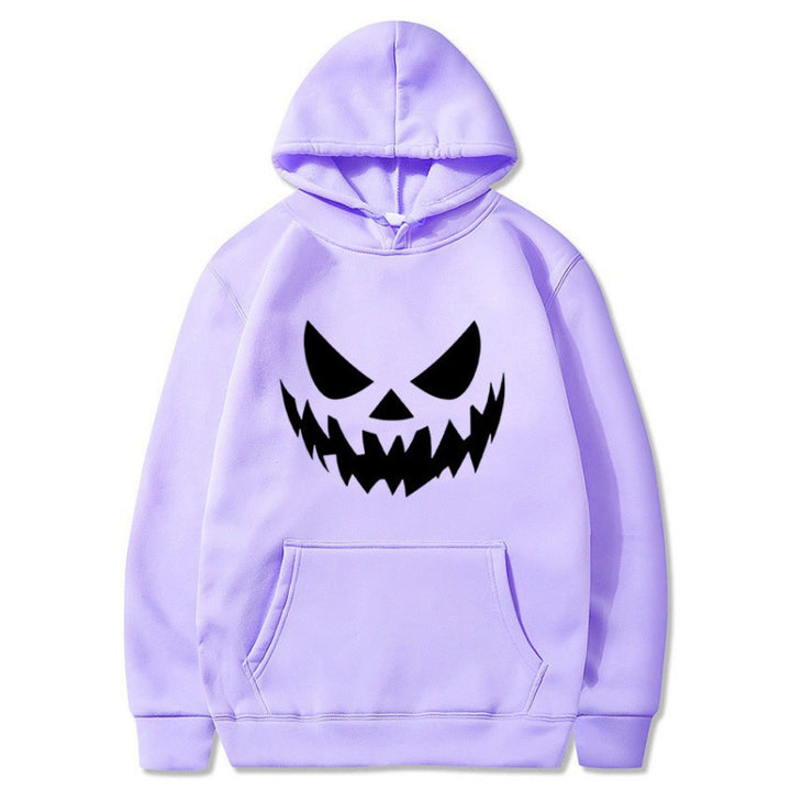 Unisex Kapuzenpullover mit gruseligem Kürbisgesicht-Print und Oversize Kängurutasche Nord Taschen