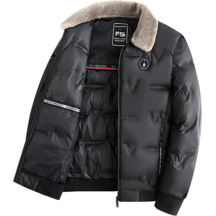 Herren gesteppte Thermojacke mit Kunstfellkragen winddicht wasserabweisend und mehreren Reißverschlusstaschen Nord Taschen