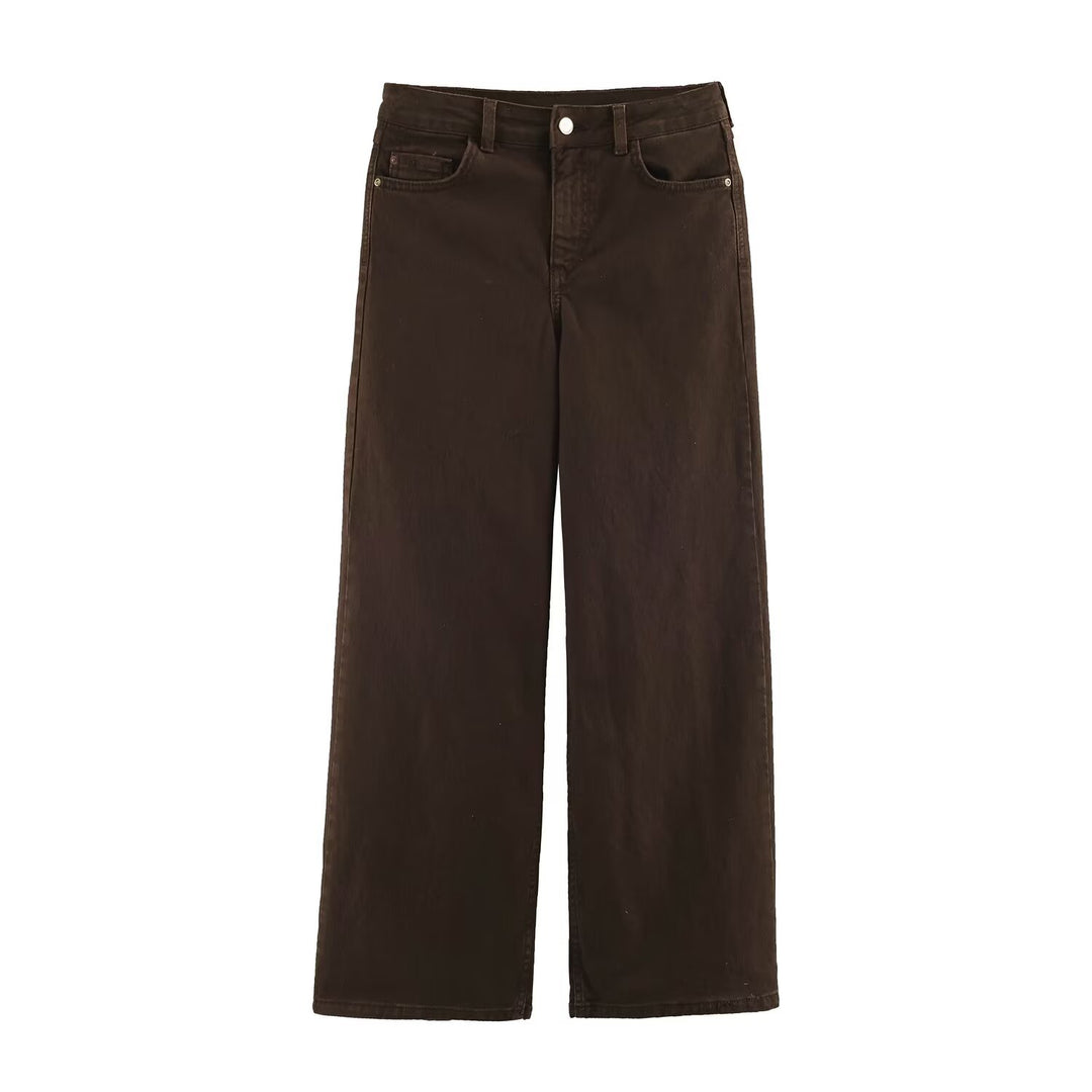 Damen Hochtaillierte Cropped Jeans mit weitem Bein und Fünf‑Taschen‑Schnitt Nord Taschen
