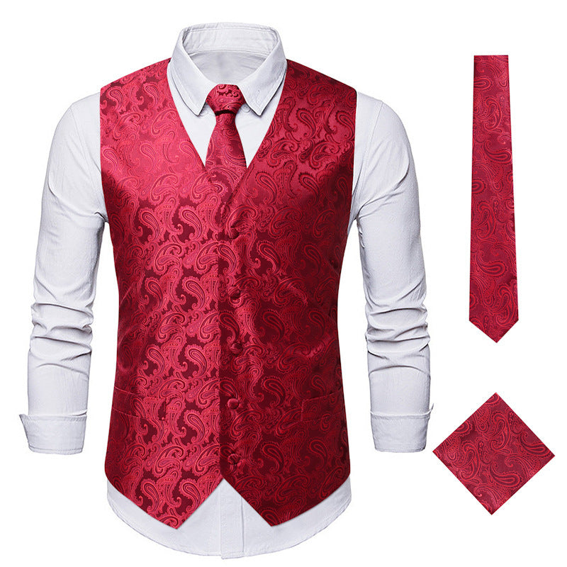 Herren elegante Anzugweste mit eleganten Paisley-Muster und passendem Zubehör Nord Taschen
