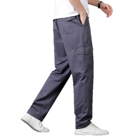 Herren Weite Cargo-Hose mit elastischem Bund, aufgesetzten Klappentaschen & geradem Bein Nord Taschen