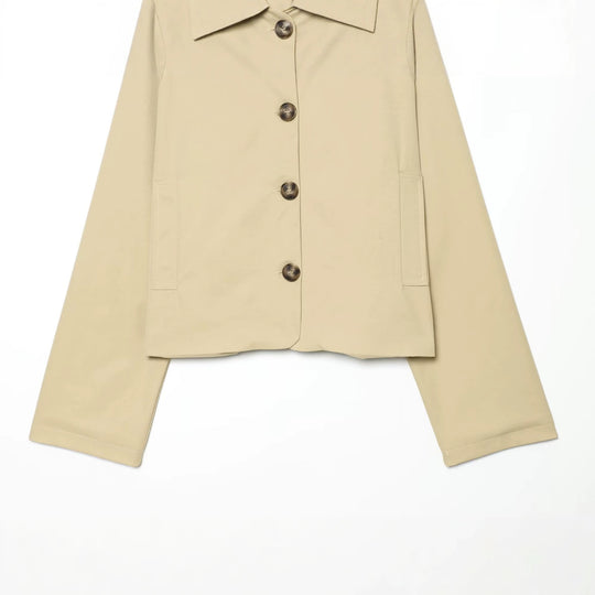 Damen Cropped Übergangsjacke mit Raglanärmeln und Hornknopfleiste Nord Taschen