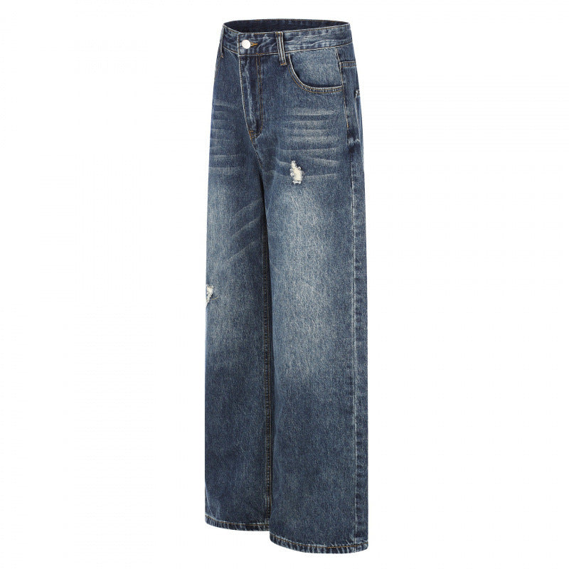 Damen Highwaist-Jeans im Wide-Leg-Schnitt mit Used- und Destroyed-Details Nord Taschen