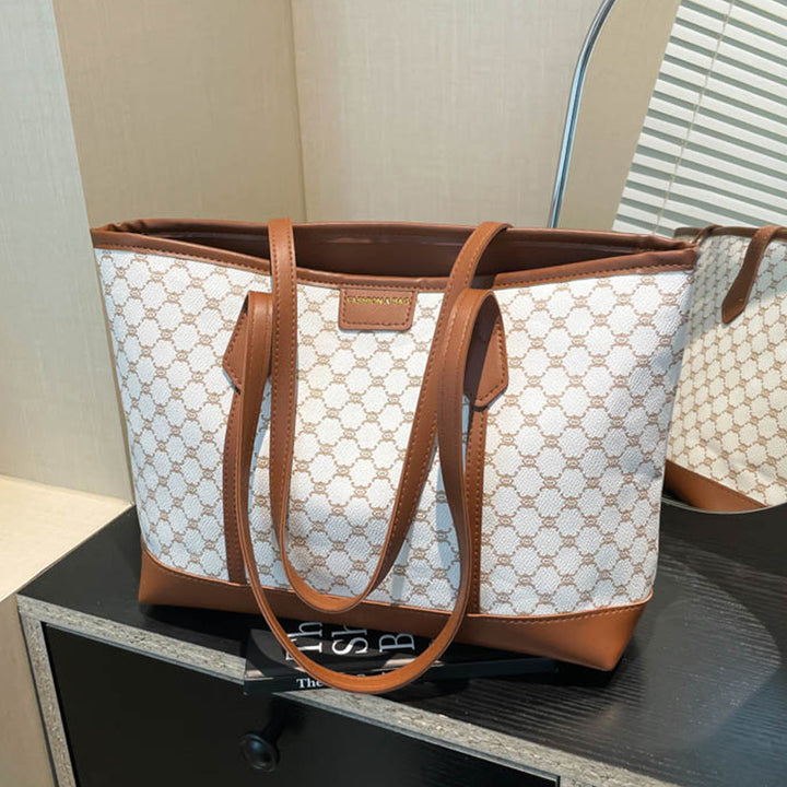 Damen Tragetasche mit stilvollem Print und eleganten Ledergriffen Nord Taschen