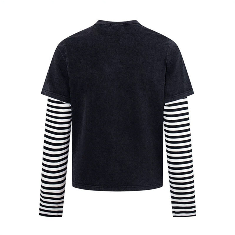 Damen Lagen-Langarmshirt mit gestreiften Unterärmeln und Vintage-Engel-Print Nord Taschen