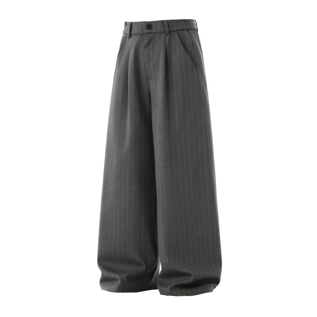 Damen Weite High‑Waist Plissee-Anzughose mit Nadelstreifen und Bundfalten Nord Taschen