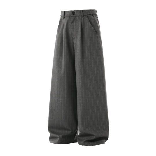 Damen Weite High‑Waist Plissee-Anzughose mit Nadelstreifen und Bundfalten Nord Taschen